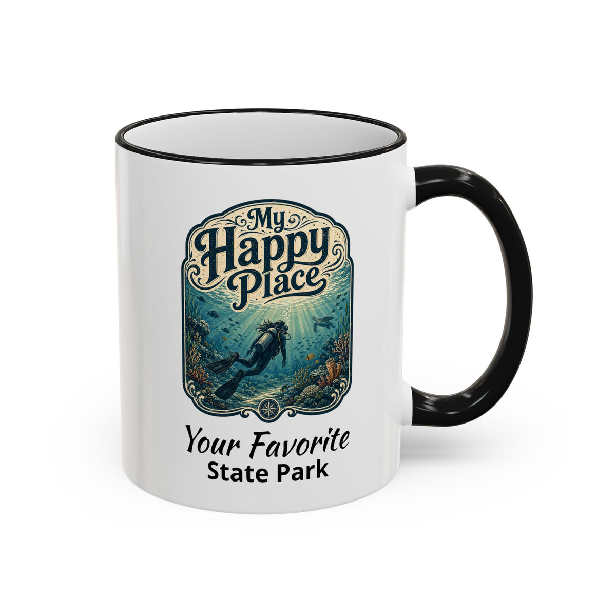 CUSTOMIZABLE Scuba Ocean Accent Rim & Handle 11oz/15oz