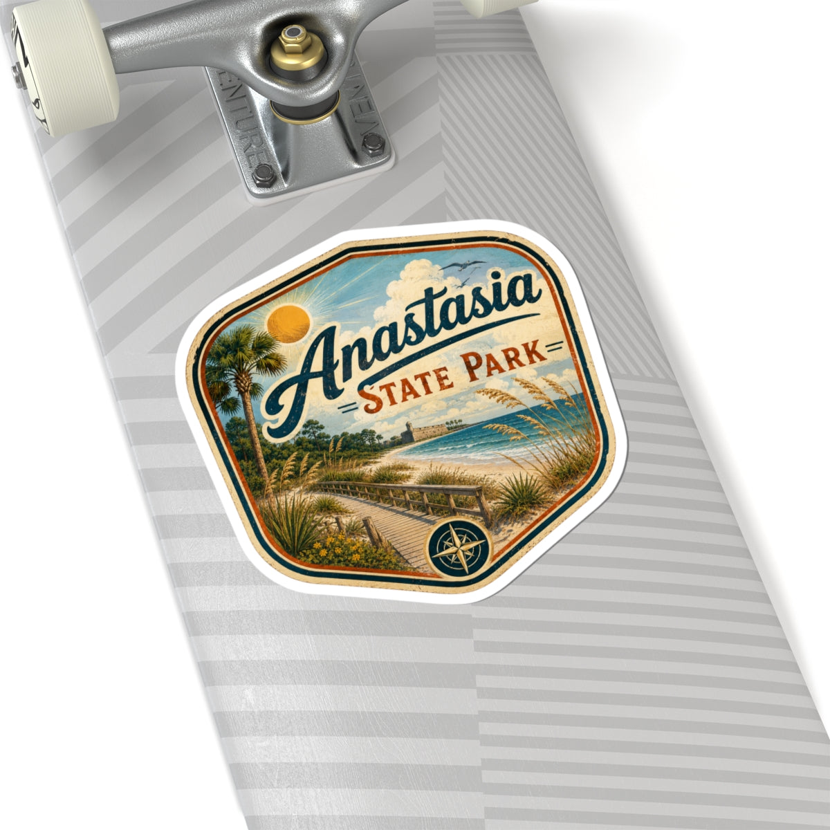 Anastasia State Park Sticker — Vintage Beach Patch Kiss-Cut