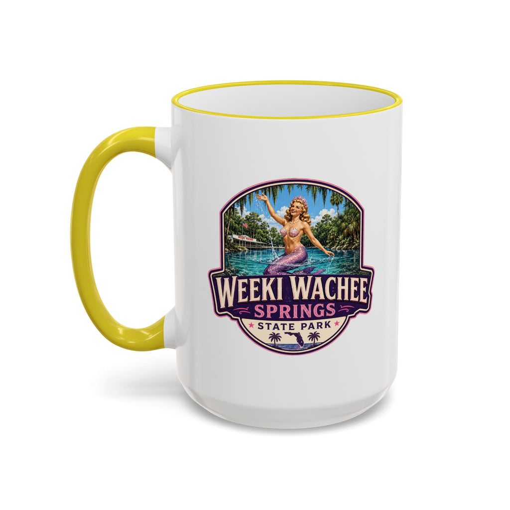 Weeki Wachee Vintage Mug Pink — Accent Rim & Handle 11oz/15oz