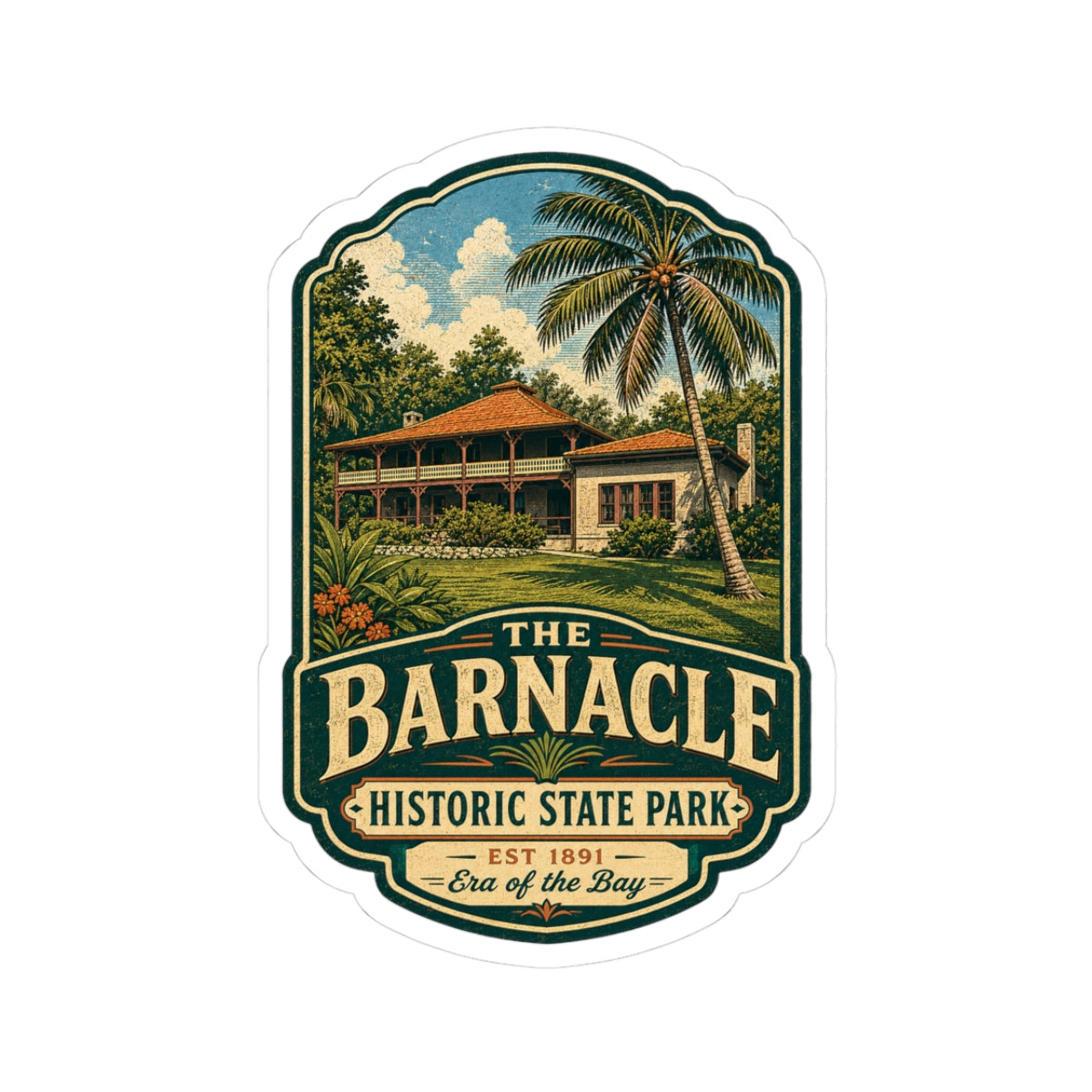 Barnacle Historic State Park Sticker — Vintage Travel Laptop Decal