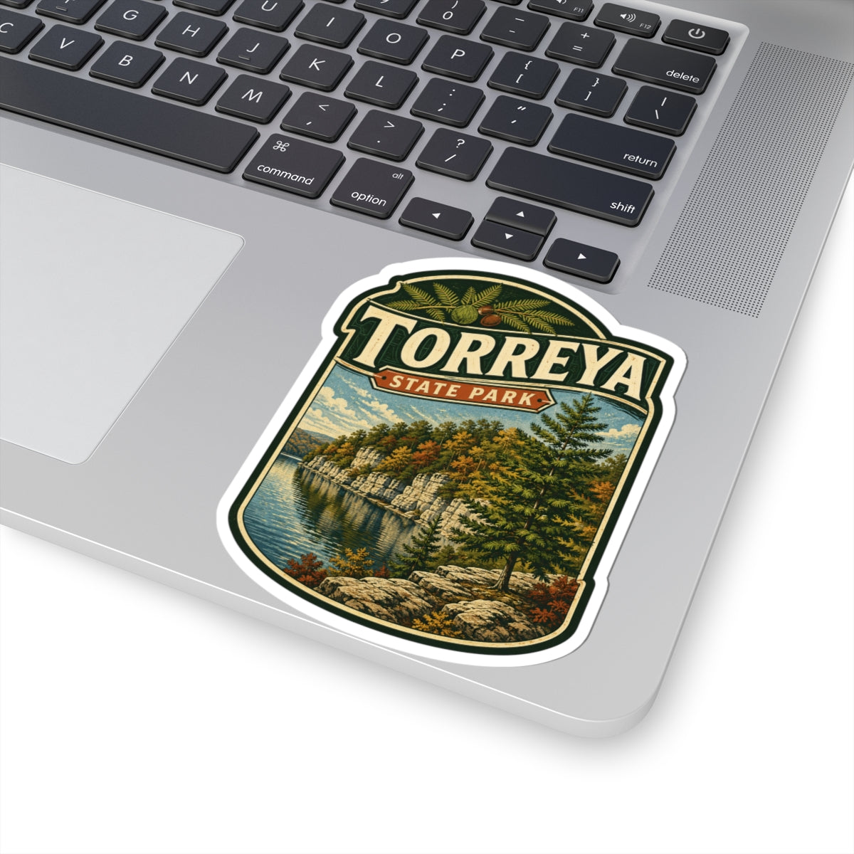Torreya State Park Vintage Landscape Kiss-Cut Sticker