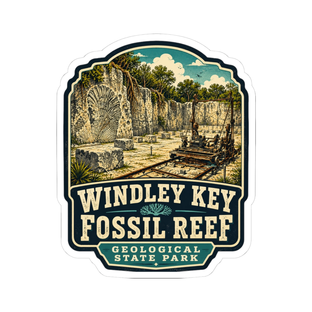 Windley Key Fossil Reef Sticker — Vintage Geological State Park Decal