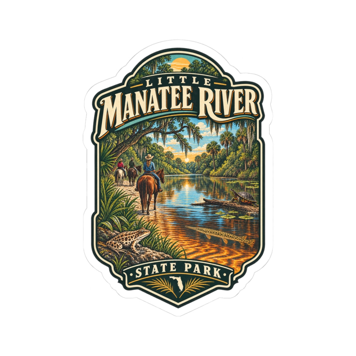 Little Manatee River State Park Scenic Sticker — Vintage River Landscape Kiss-Cut Decal