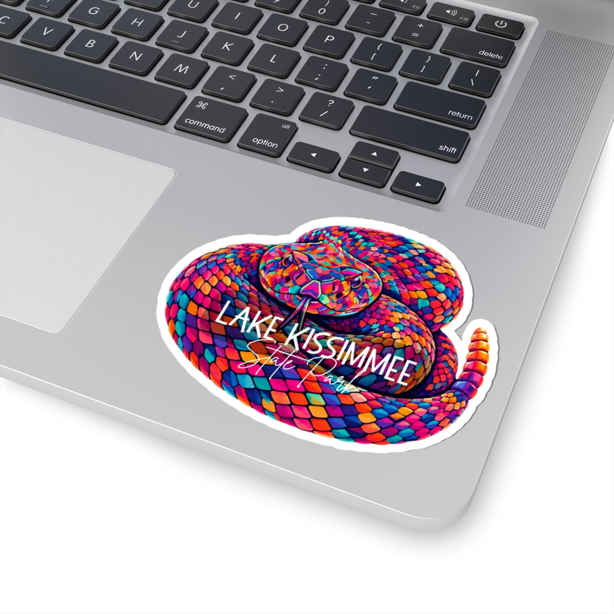 Lake Kissimmee Rattlesnake Sticker — Colorful Coiled Snake Kiss-Cut Decal
