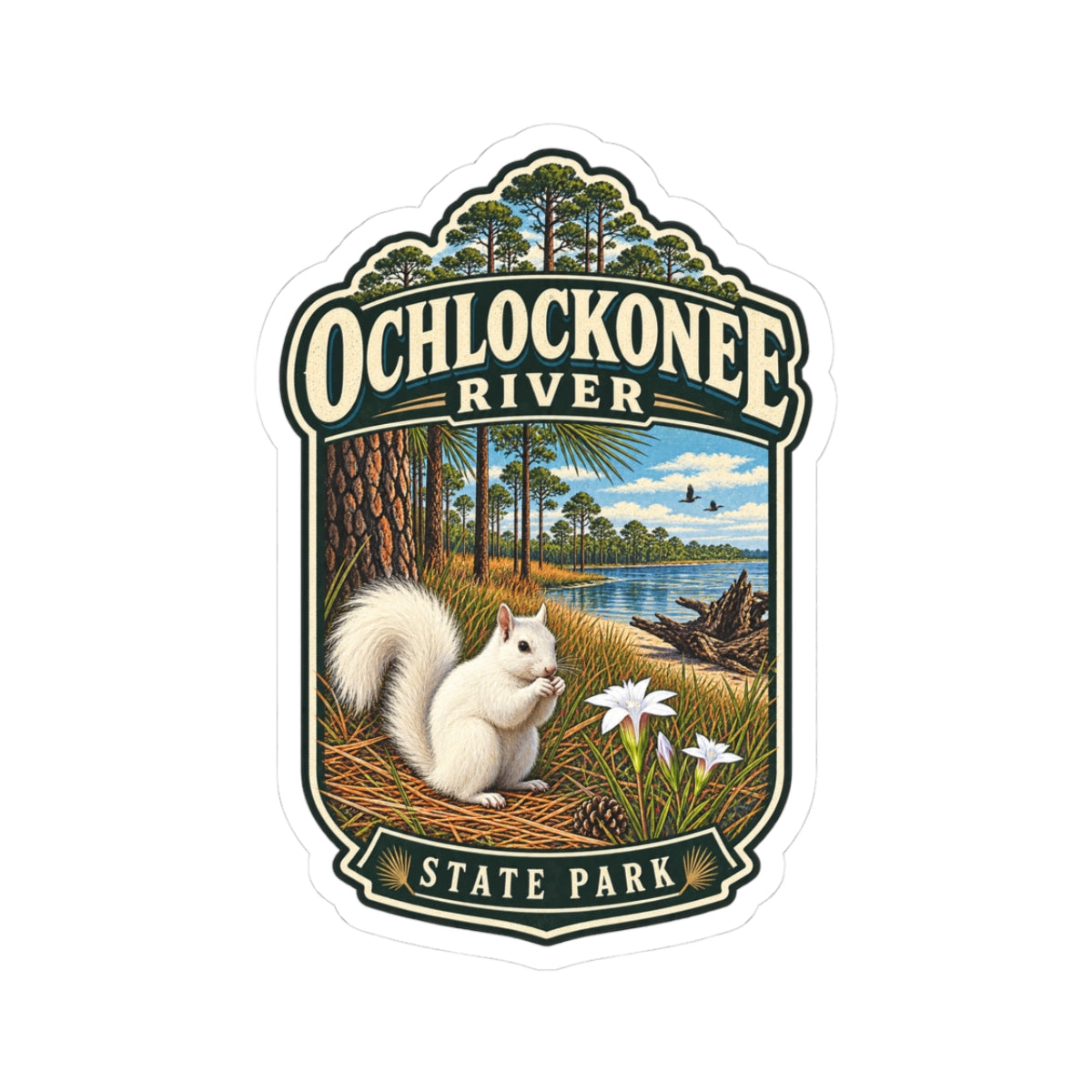 Ochlockonee River State Park Sticker — White Squirrel Nature Travel Decal