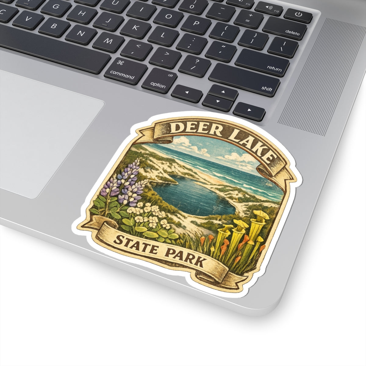 Deer Lake State Park Vintage Landscape Sticker — Kiss-Cut Outdoor Decal