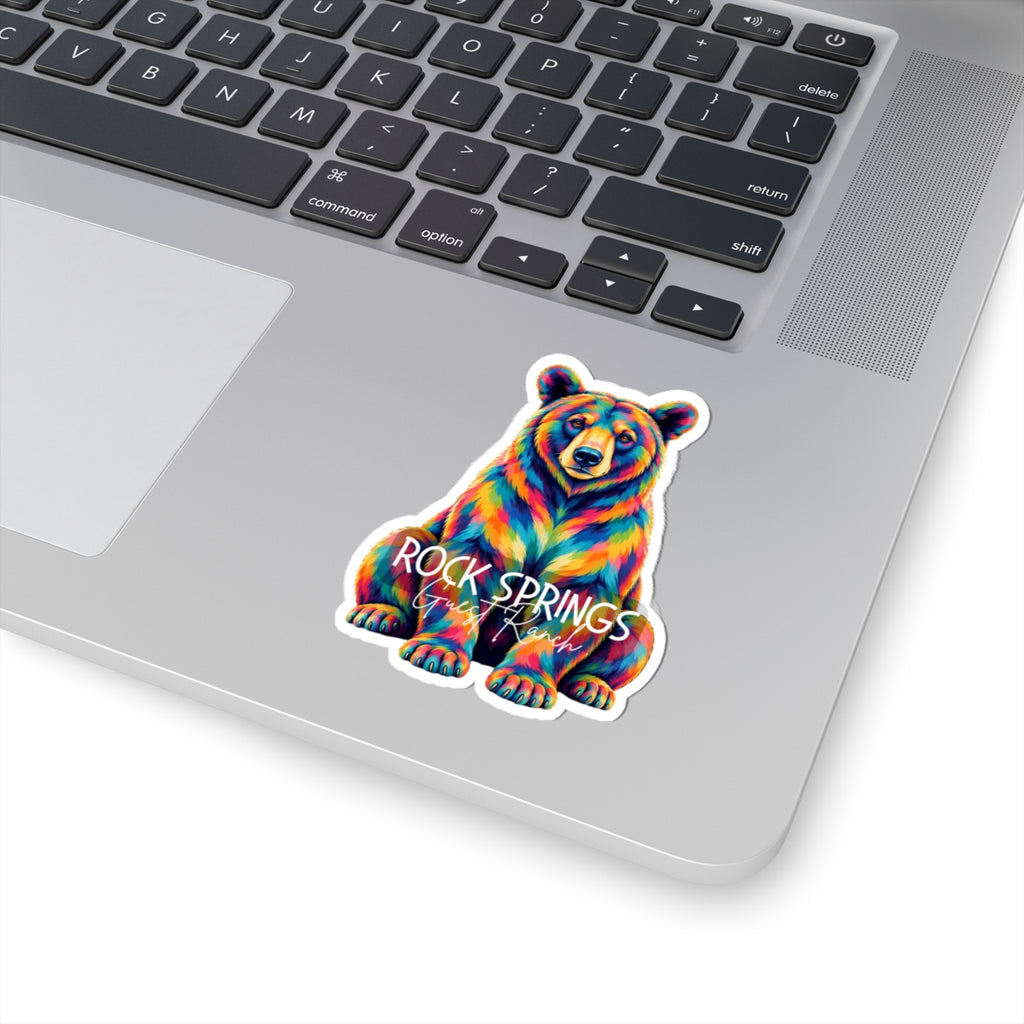 Florida Black Bear Rainbow Sticker — 'Rock Springs Guest Ranch' Kiss-Cut Vinyl