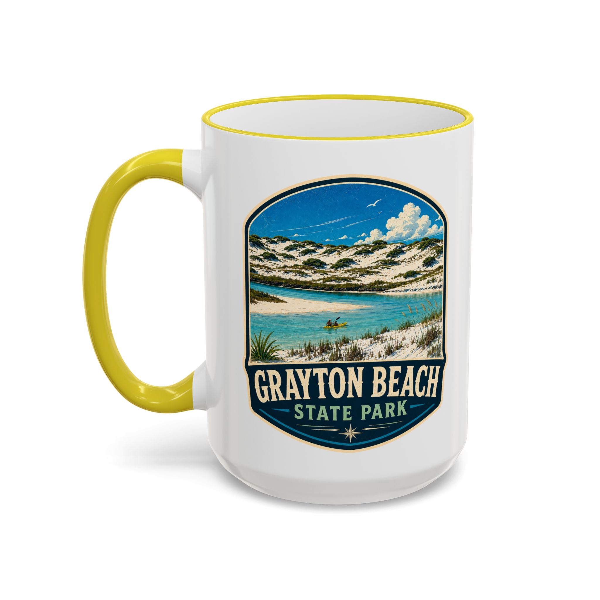 Grayton Beach Vintage Mug — Accent Rim & Handle 11oz/15oz