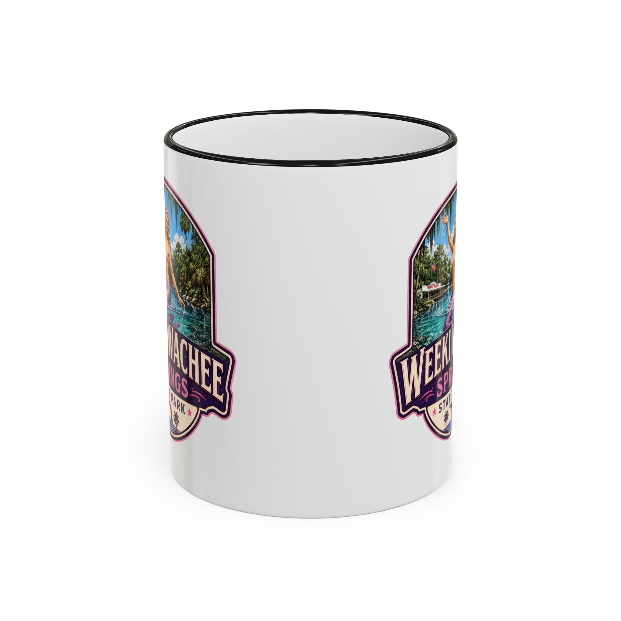 Weeki Wachee Vintage Mug Pink — Accent Rim & Handle 11oz/15oz