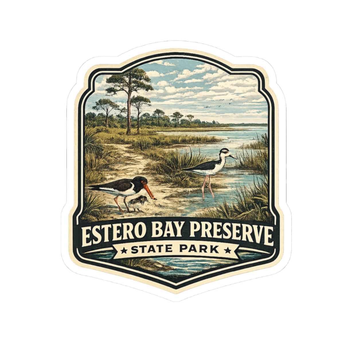 Estero Bay Preserve State Park Sticker — Vintage Wildlife Kiss-Cut Decal