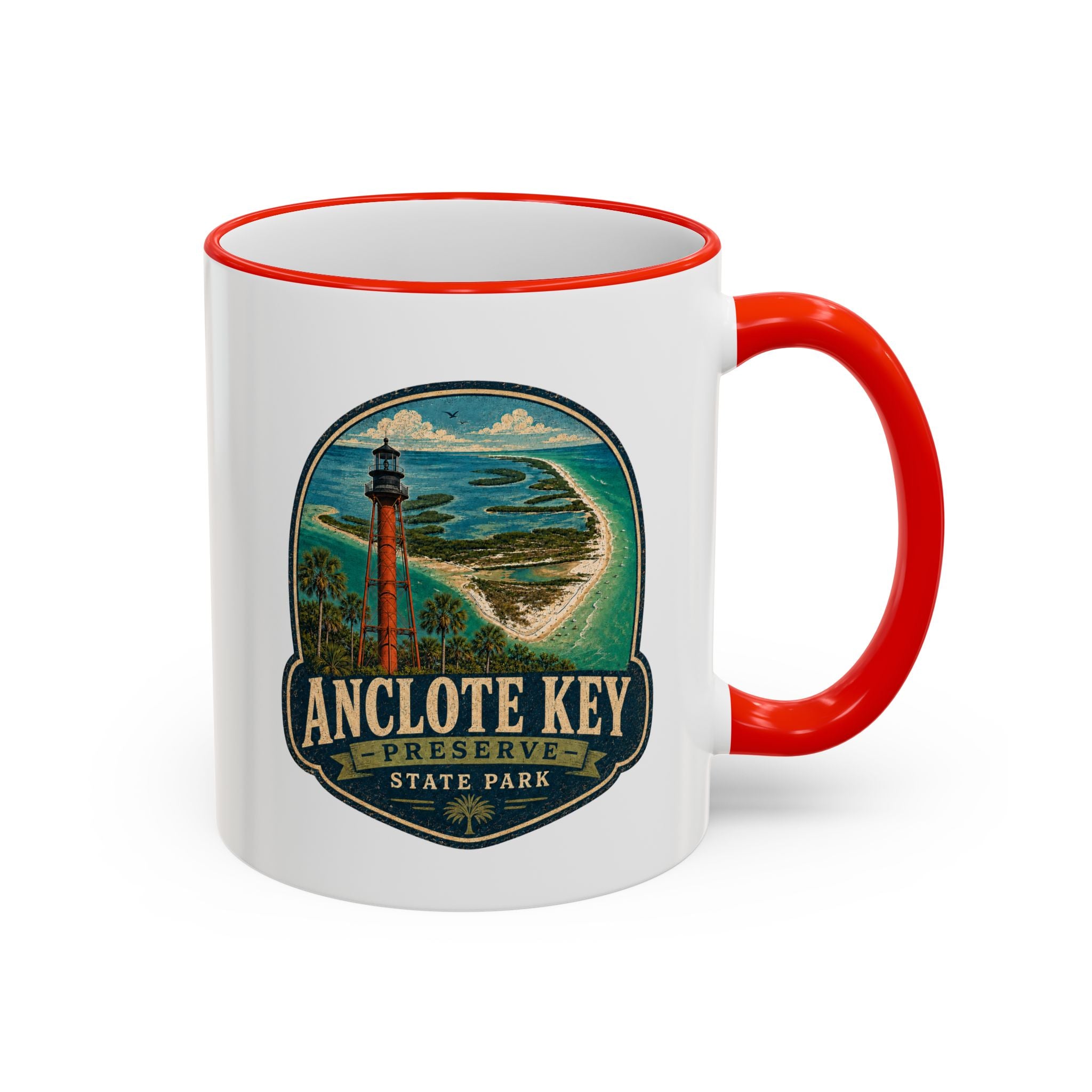 Anclote Key Vintage Mug — Accent Rim & Handle 11oz/15oz
