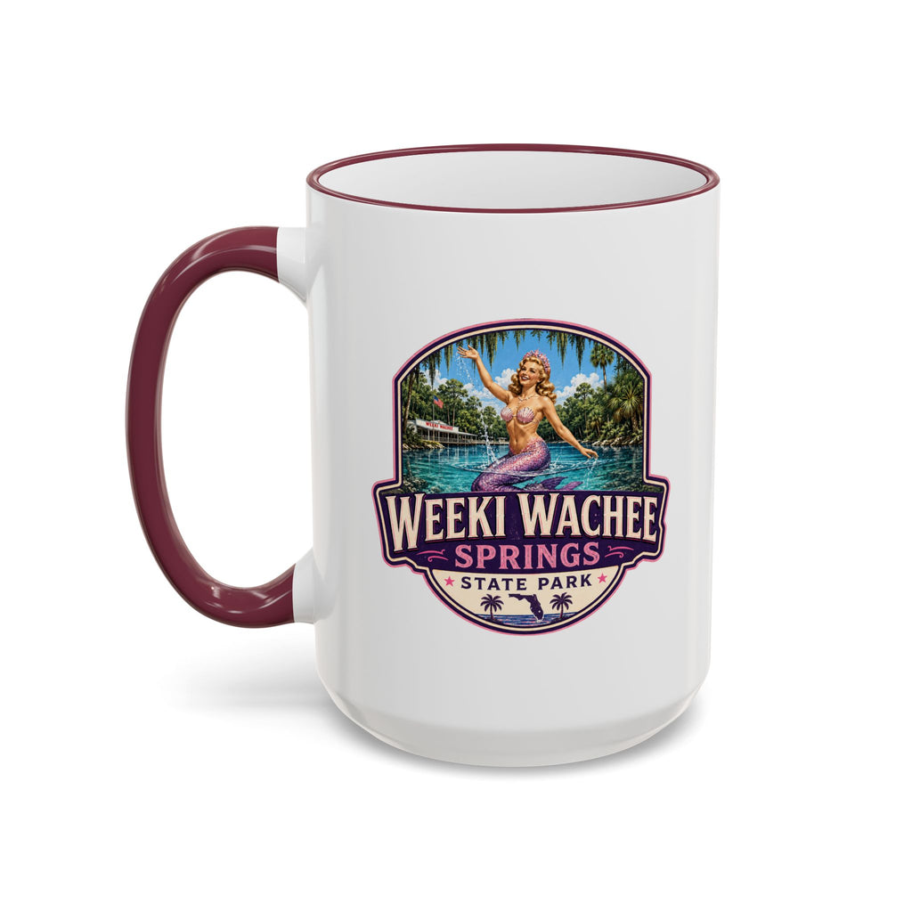 Weeki Wachee Vintage Mug Pink — Accent Rim & Handle 11oz/15oz