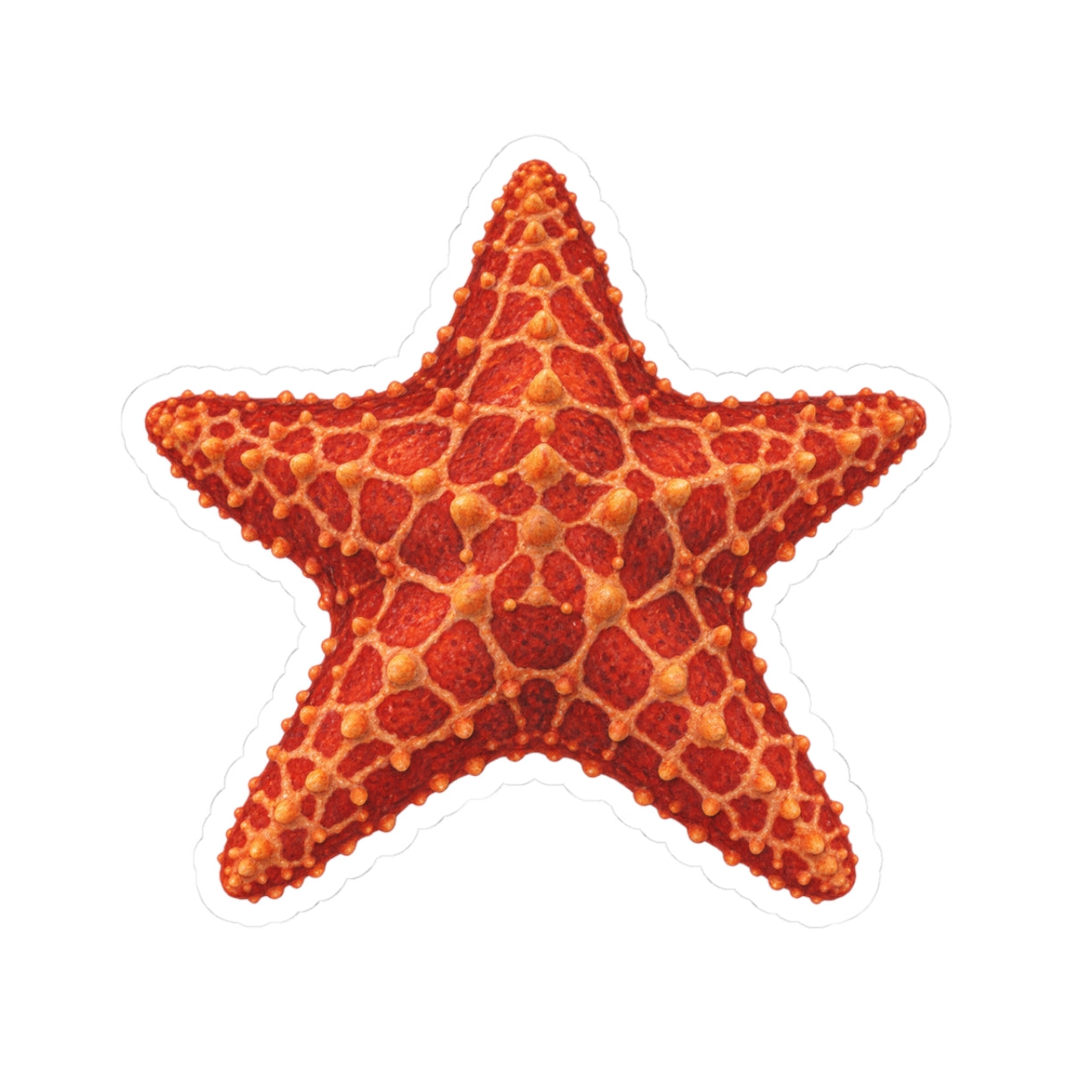 Red Cushion Starfish Kiss-Cut Sticker — Realistic Decal