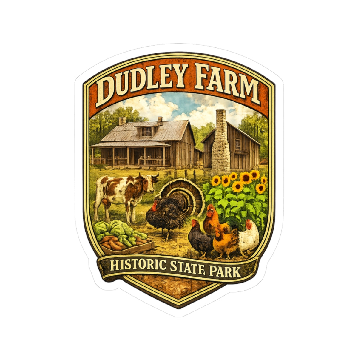 Dudley Farm Historic State Park Sticker — Vintage Farmhouse Kiss-Cut Decal