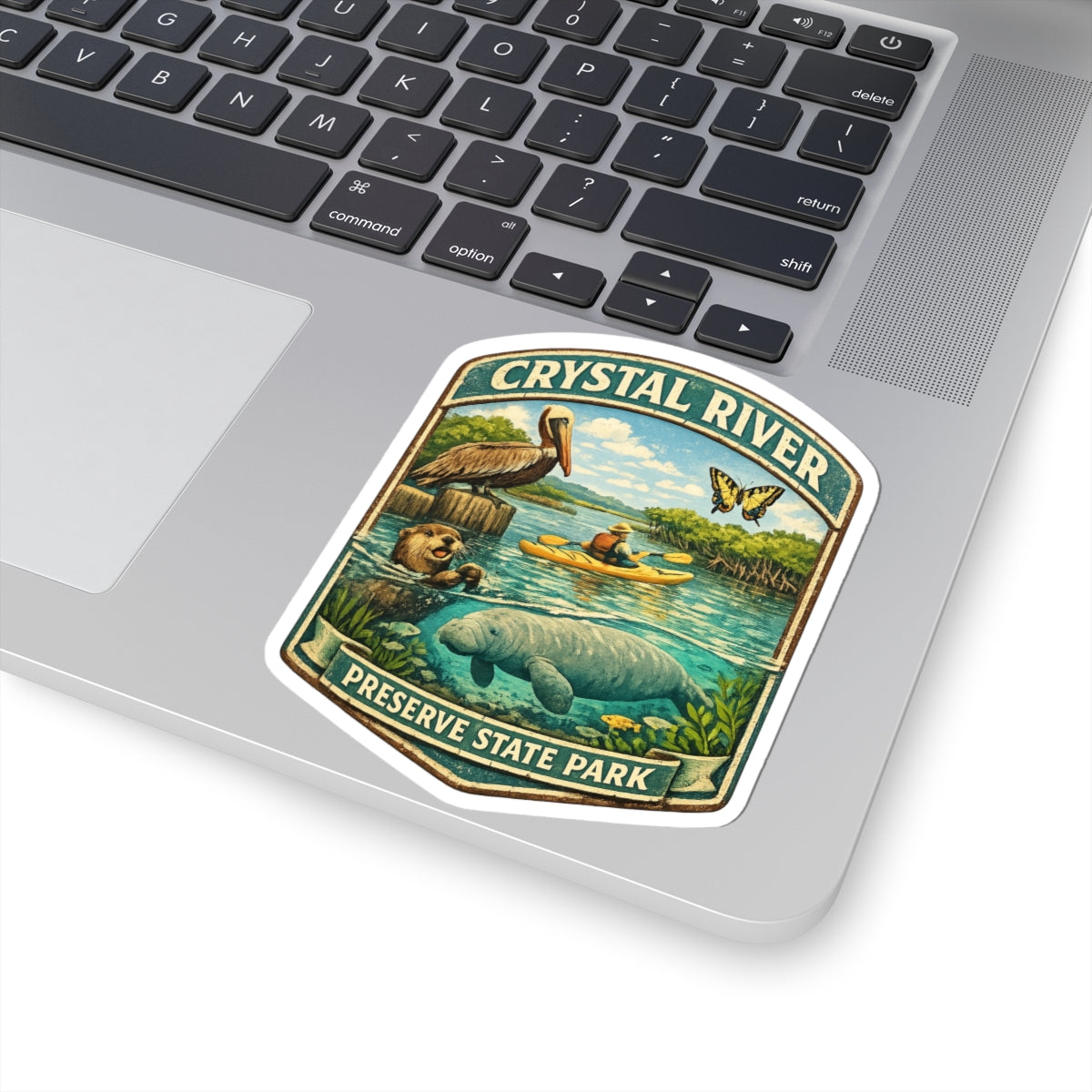 Crystal River State Park Sticker — Manatee & Kayak Nature Badge