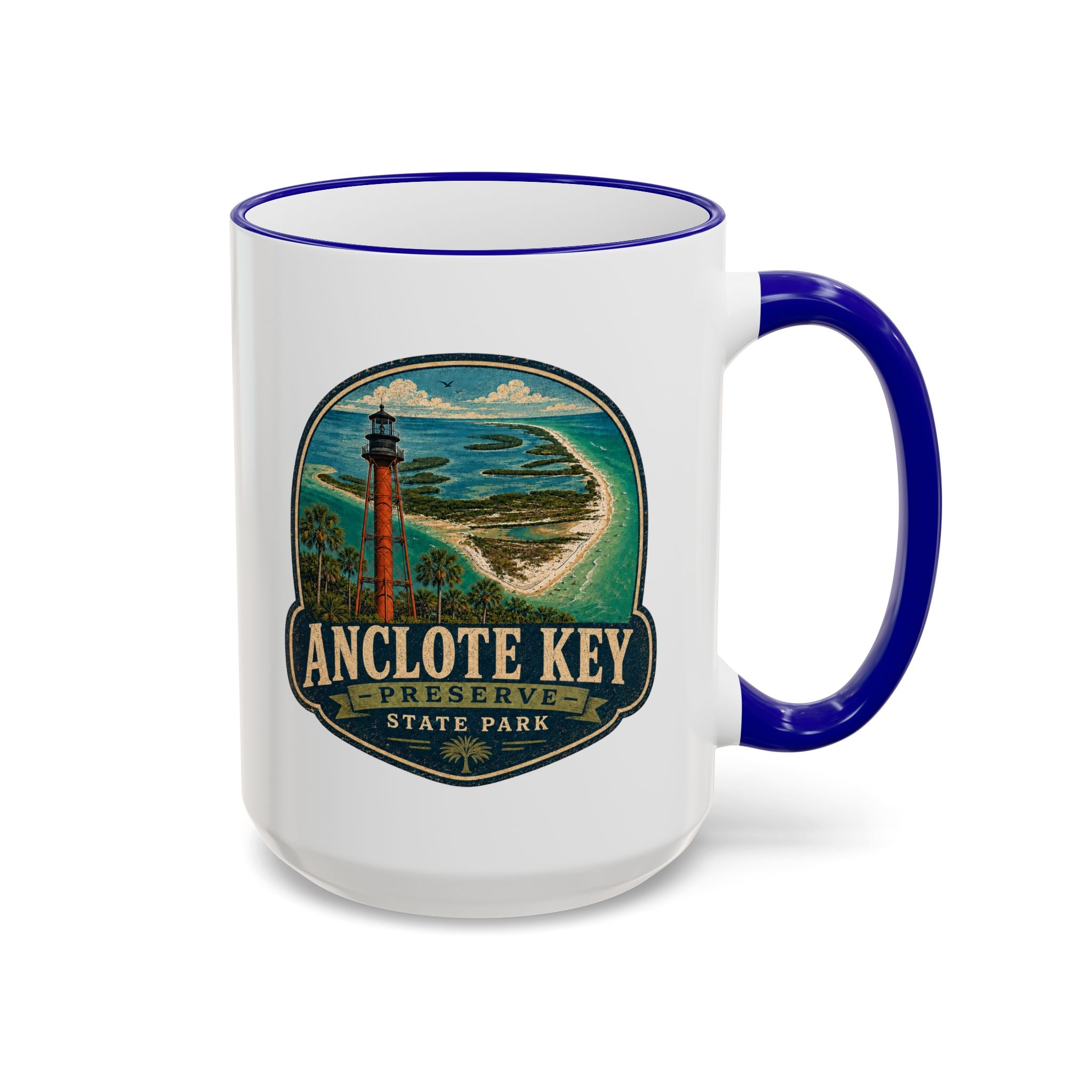 Anclote Key Vintage Mug — Accent Rim & Handle 11oz/15oz