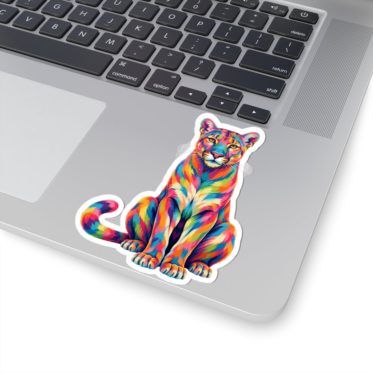 Rainbow Florida Panther Kiss-Cut Sticker — Vibrant Colorful Laptop Decal