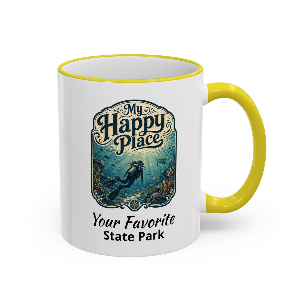 CUSTOMIZABLE Scuba Ocean Accent Rim & Handle 11oz/15oz