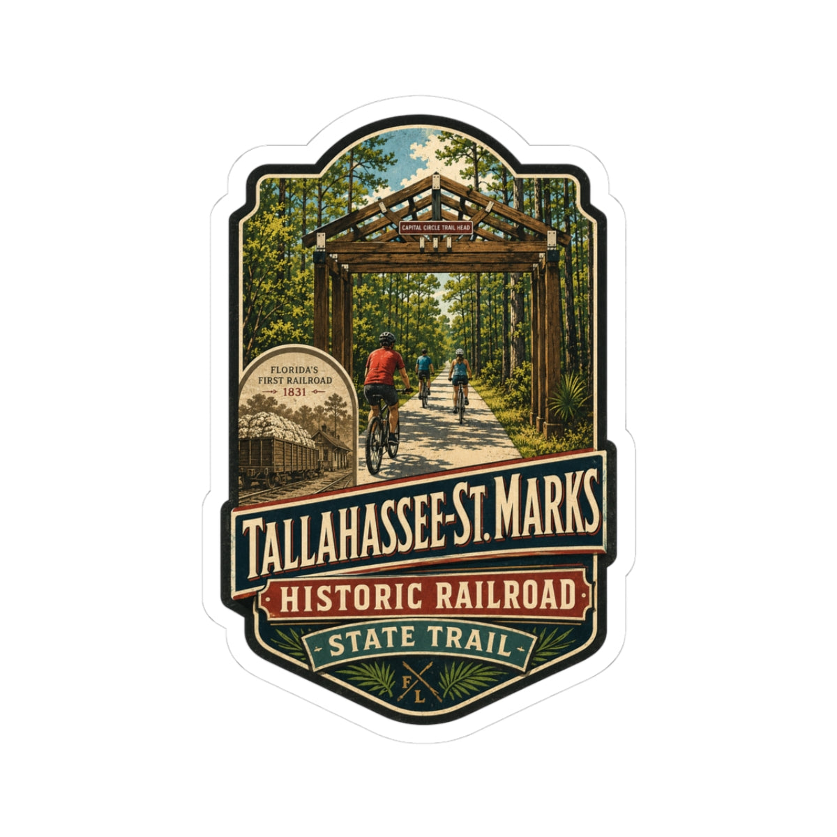 Tallahassee–St. Marks Railroad Trail Sticker — Historic State Trail Bike Decal