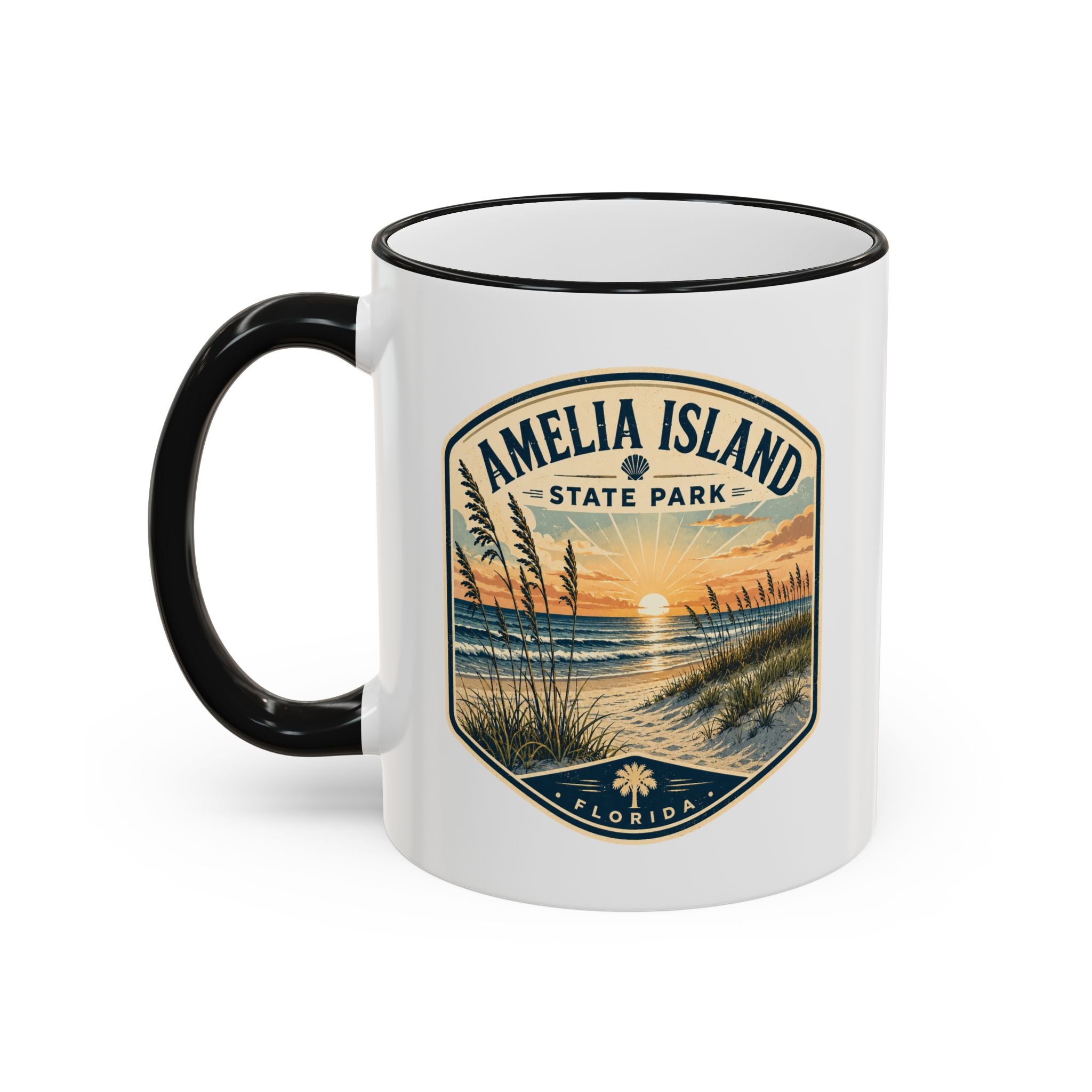 Amelia Island Vintage Mug — Accent Rim & Handle 11oz/15oz