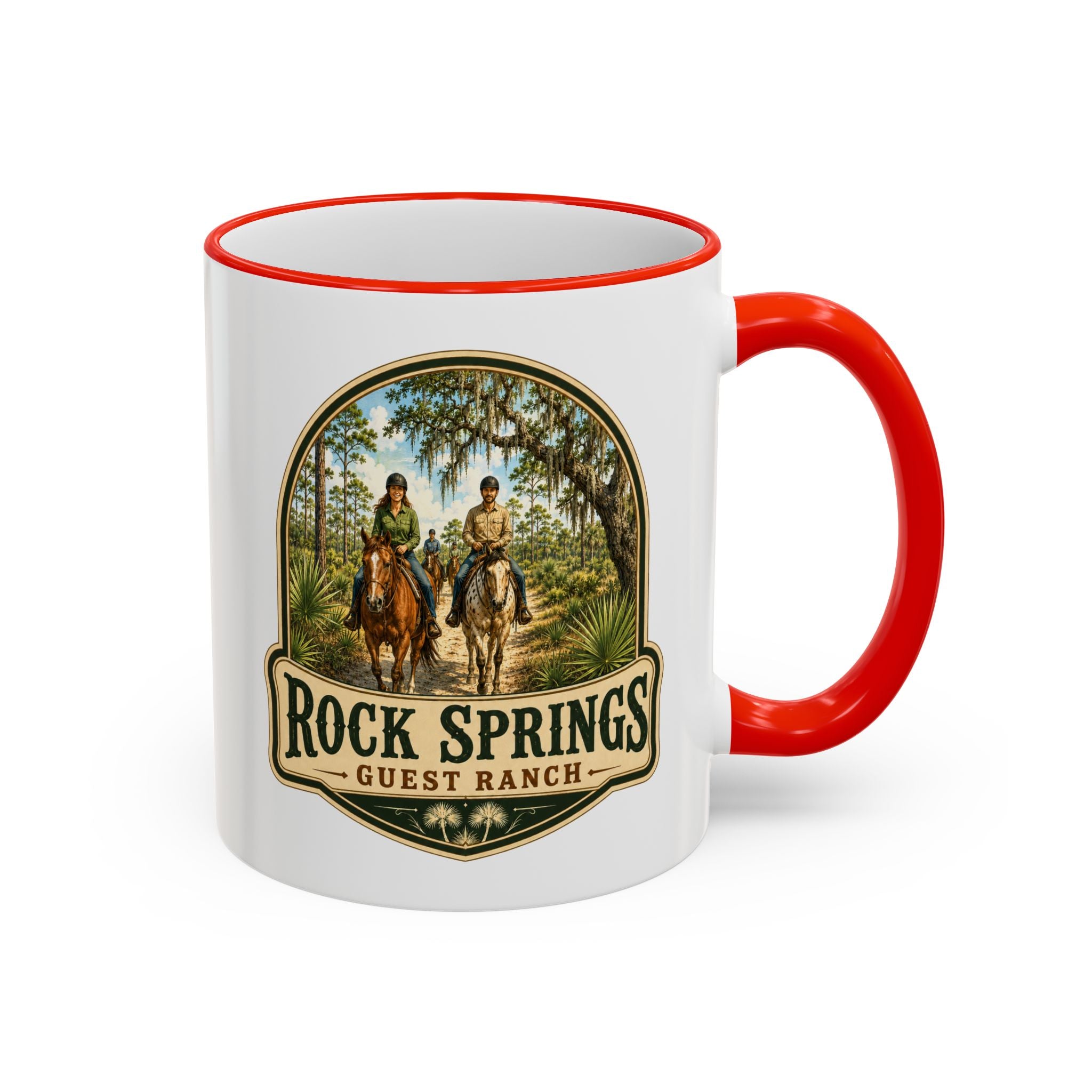 Rock Springs Guest Ranch Vintage Mug — Accent Rim & Handle 11oz/15oz