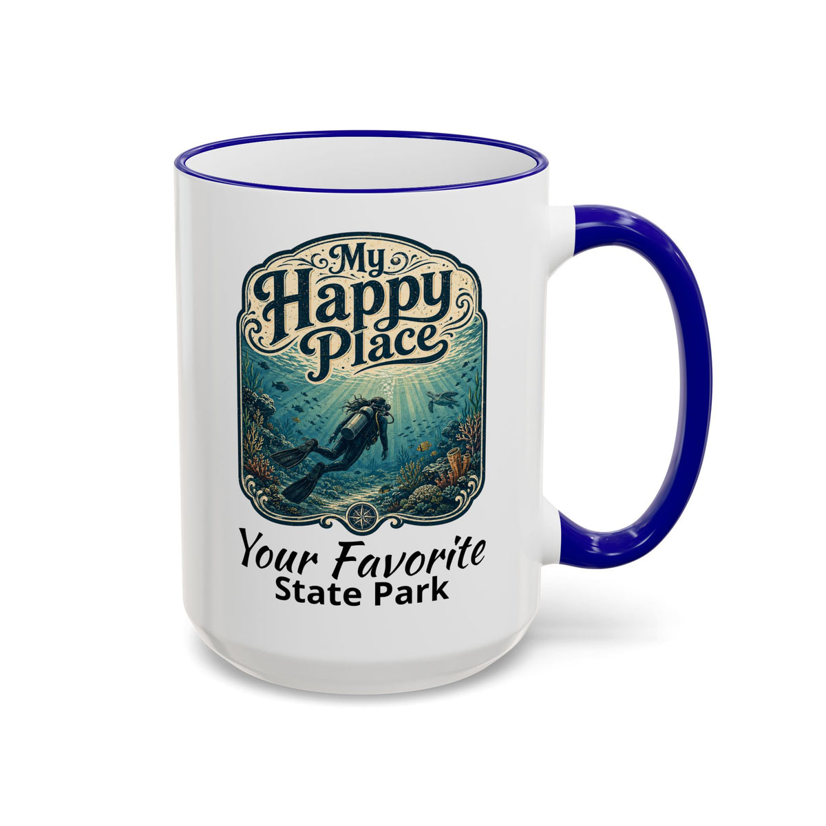 CUSTOMIZABLE Scuba Ocean Accent Rim & Handle 11oz/15oz