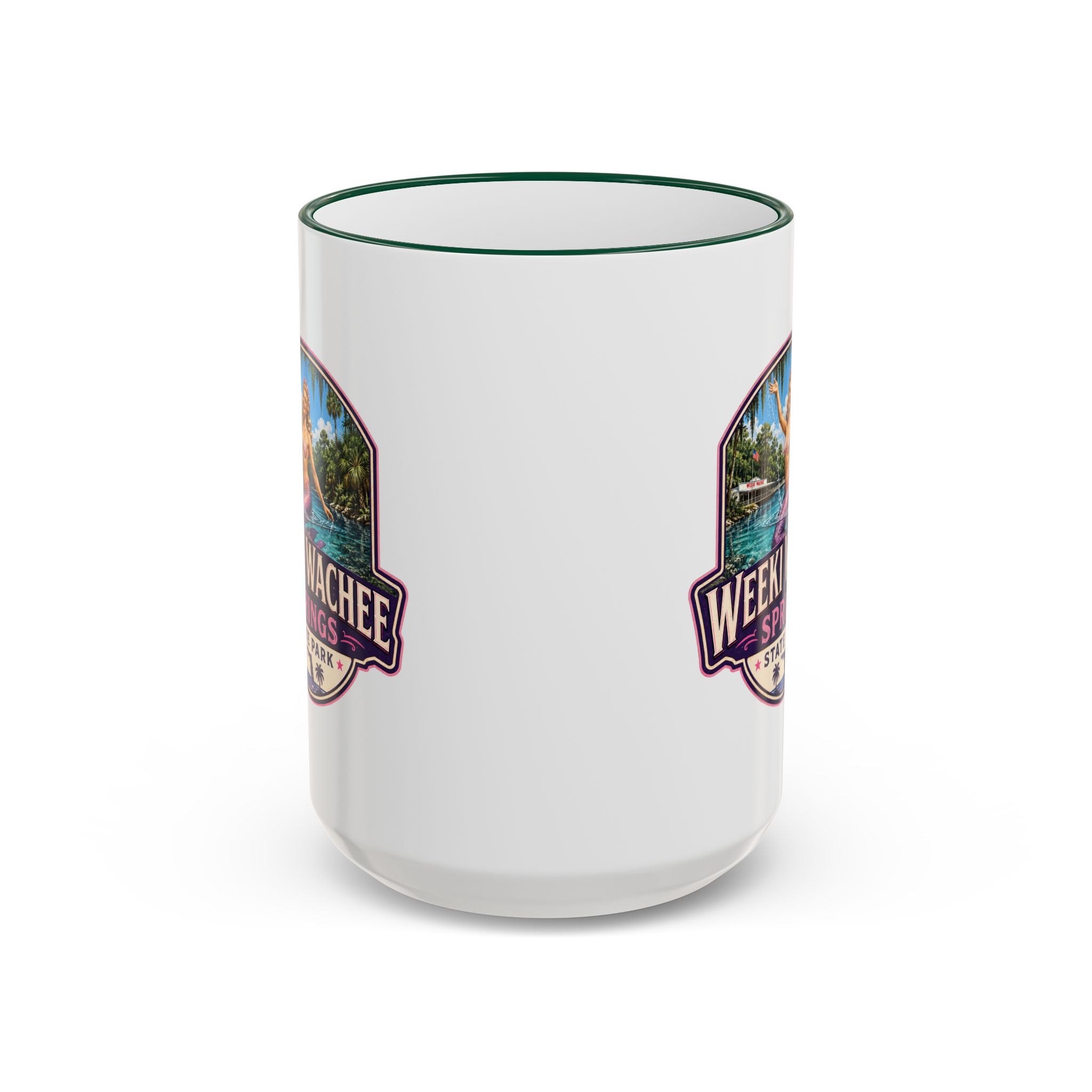 Weeki Wachee Vintage Mug Pink — Accent Rim & Handle 11oz/15oz