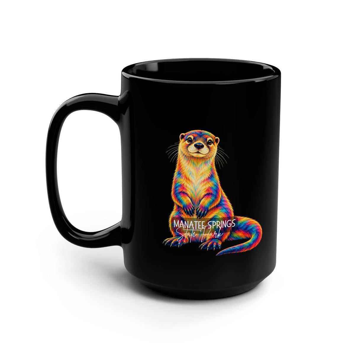 Manatee Springs Colorful Otter 15oz Black Mug