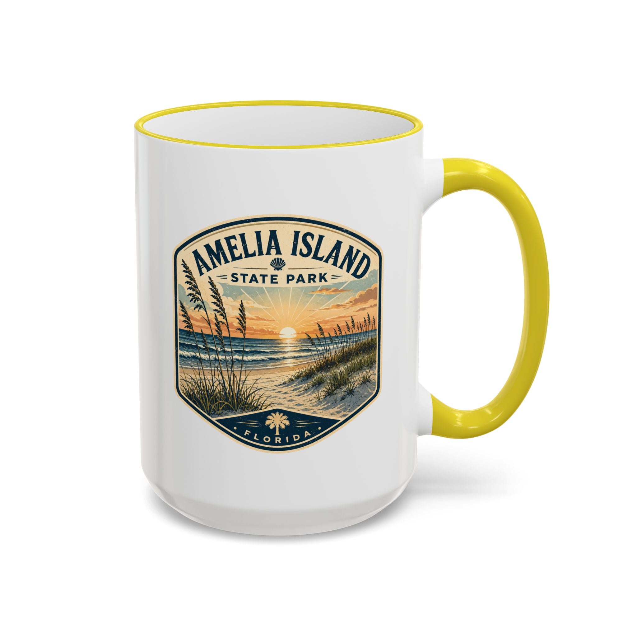 Amelia Island Vintage Mug — Accent Rim & Handle 11oz/15oz