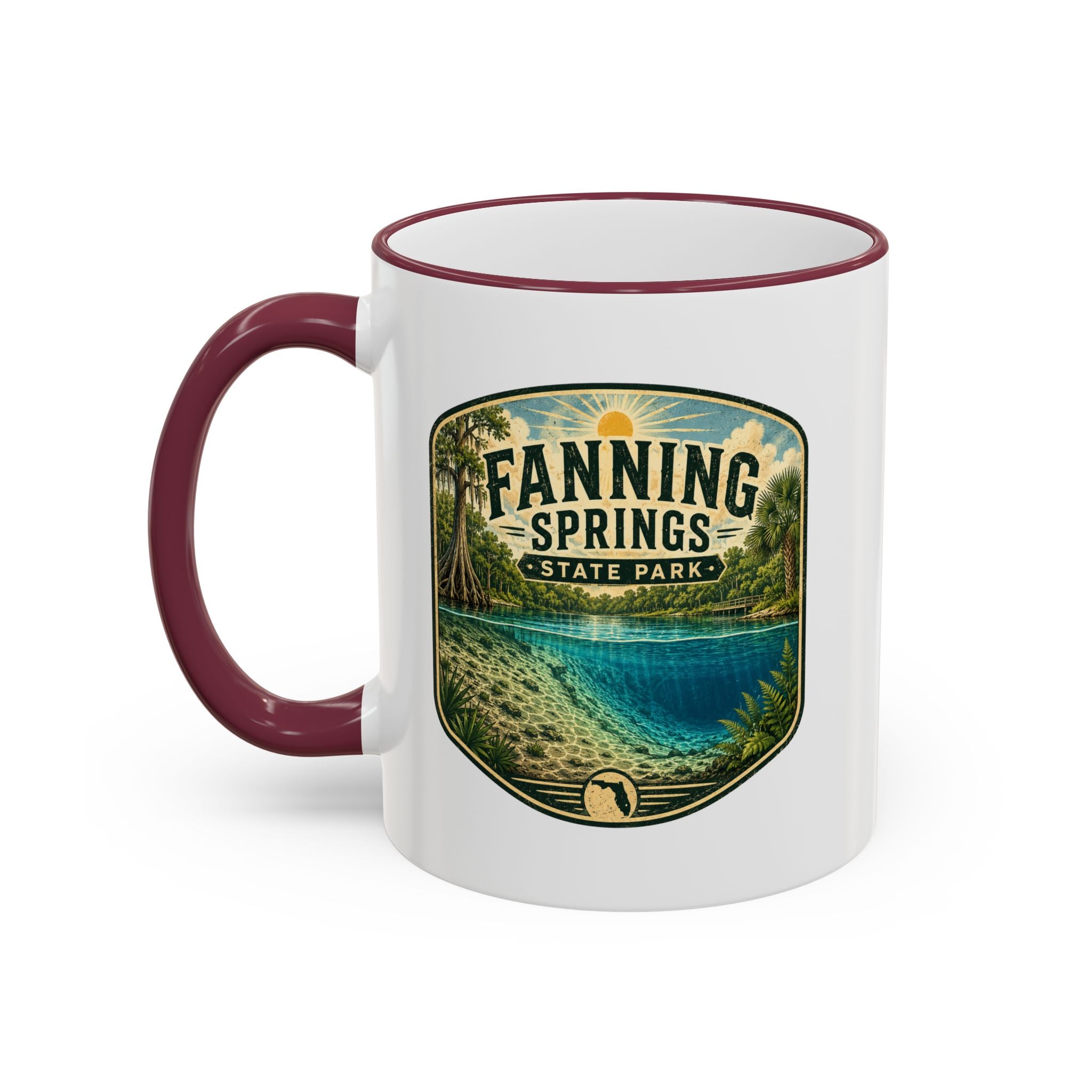 Fanning Springs Vintage Mug — Accent Rim & Handle 11oz/15oz