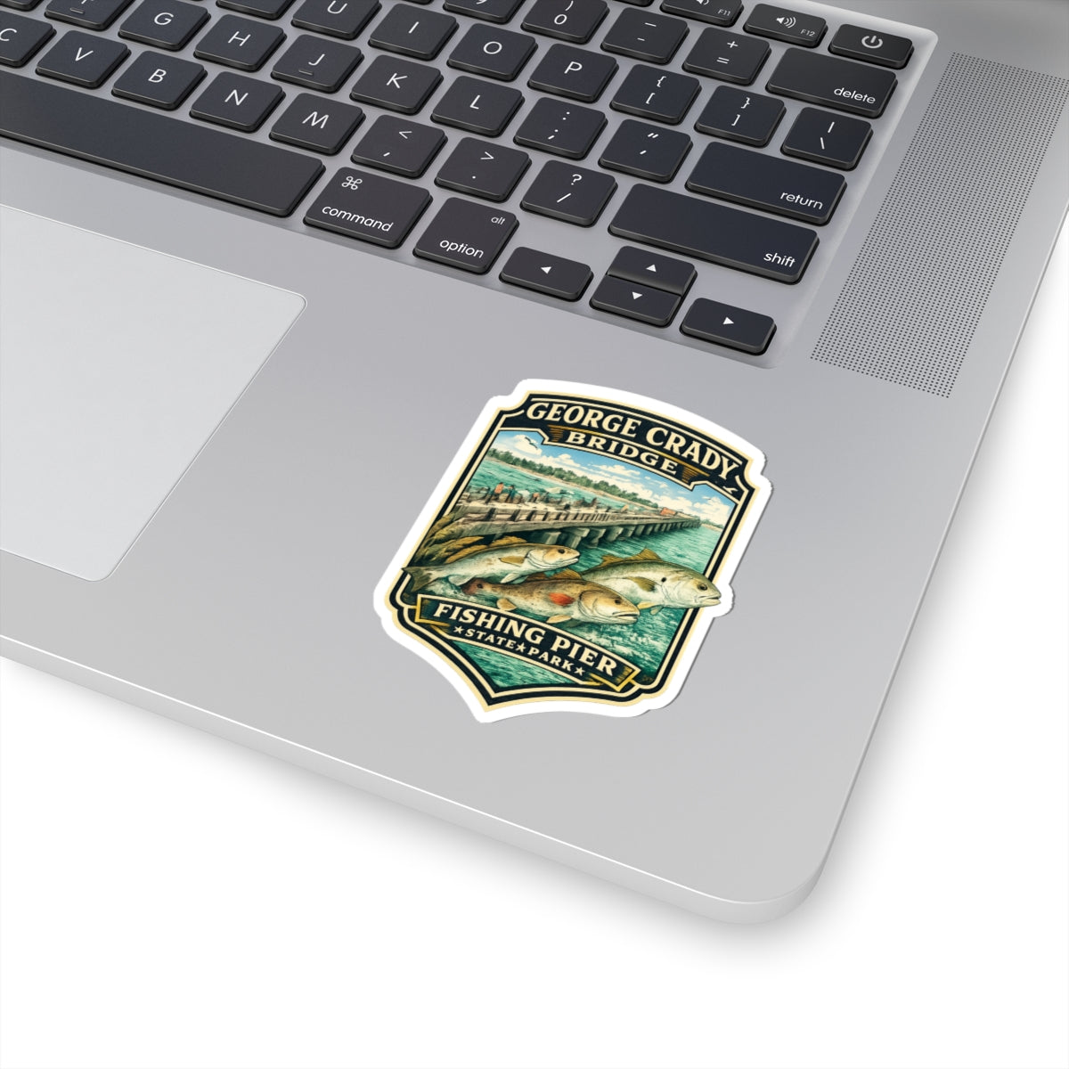 George Crady Bridge Fishing Pier Sticker — Vintage State Park Kiss-Cut Decal