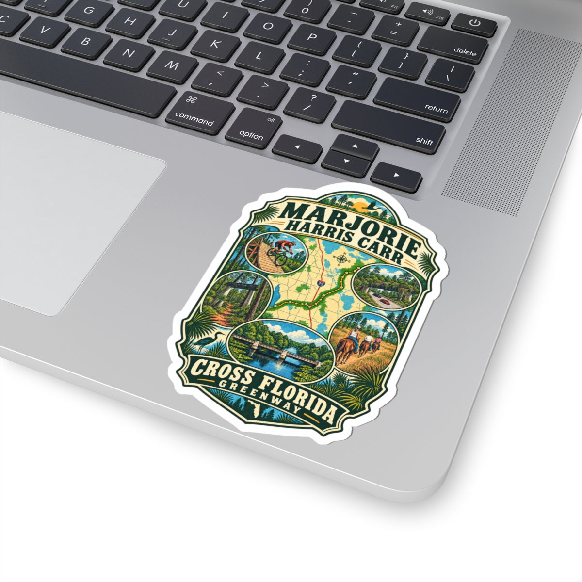 Cross Florida Greenway Sticker — Marjorie Harris Carr Trail Illustration