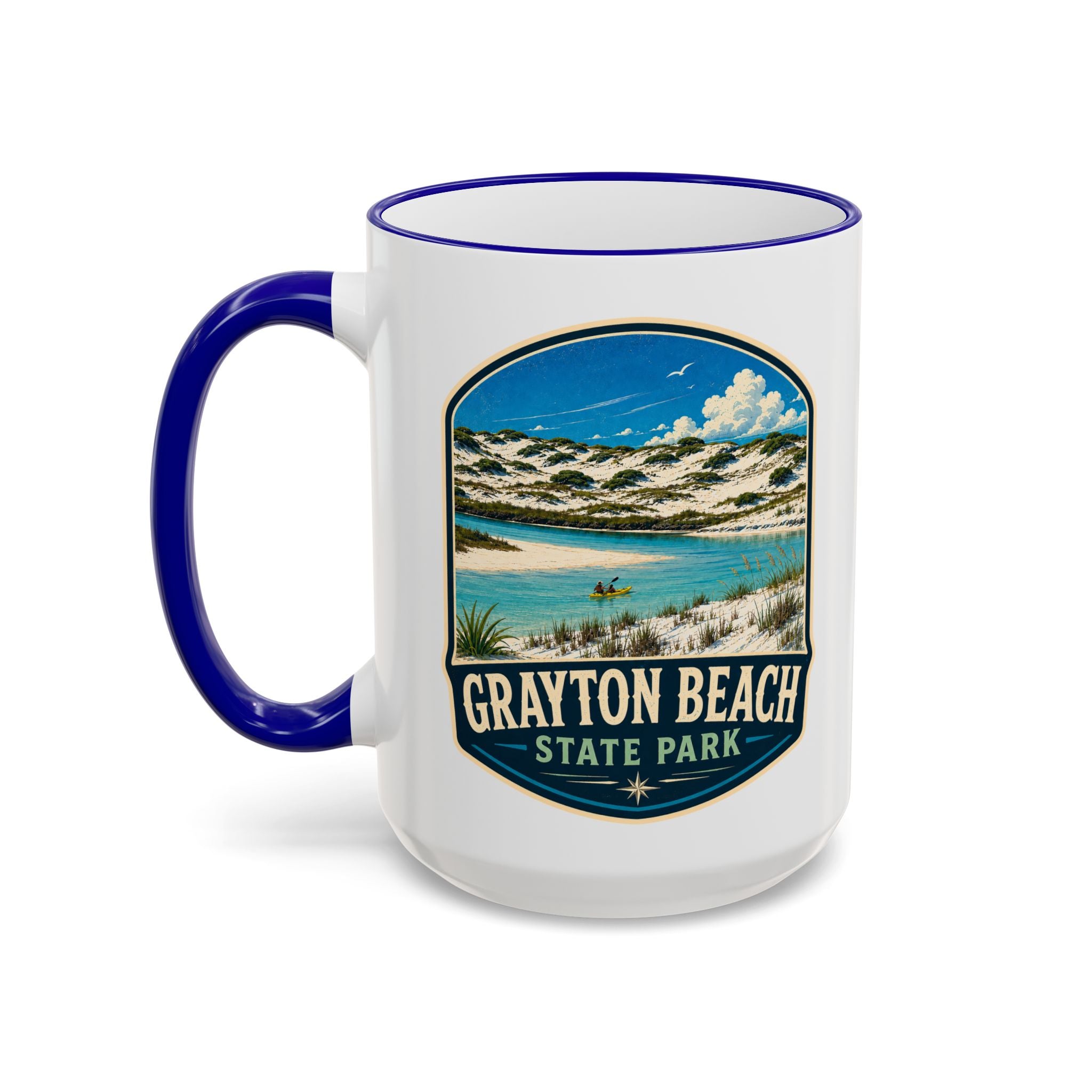 Grayton Beach Vintage Mug — Accent Rim & Handle 11oz/15oz