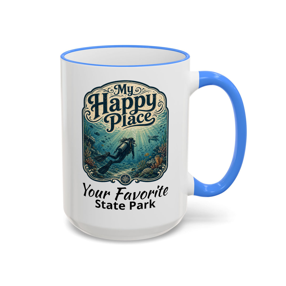 CUSTOMIZABLE Scuba Ocean Accent Rim & Handle 11oz/15oz