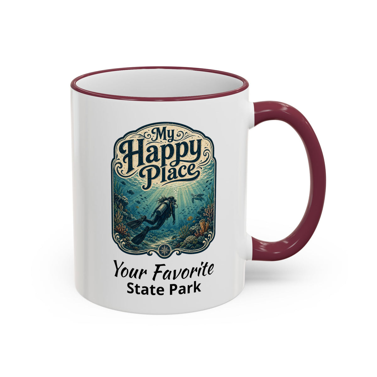 CUSTOMIZABLE Scuba Ocean Accent Rim & Handle 11oz/15oz