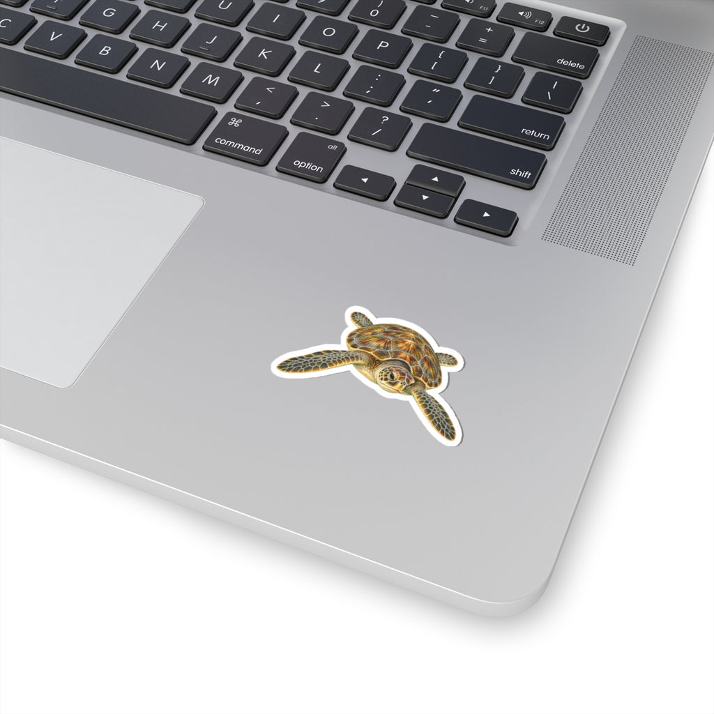 Green Sea Turtle Kiss-Cut Sticker — Realistic Ocean Wildlife Decal