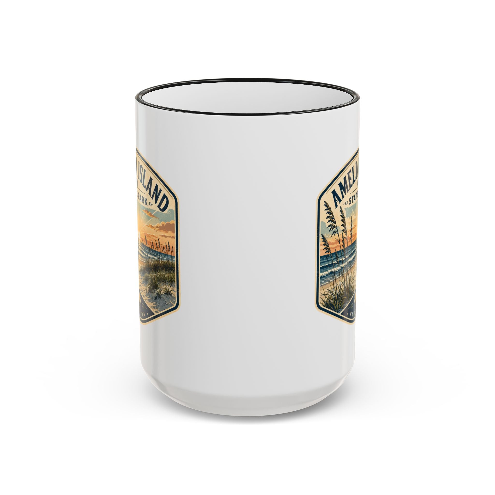 Amelia Island Vintage Mug — Accent Rim & Handle 11oz/15oz