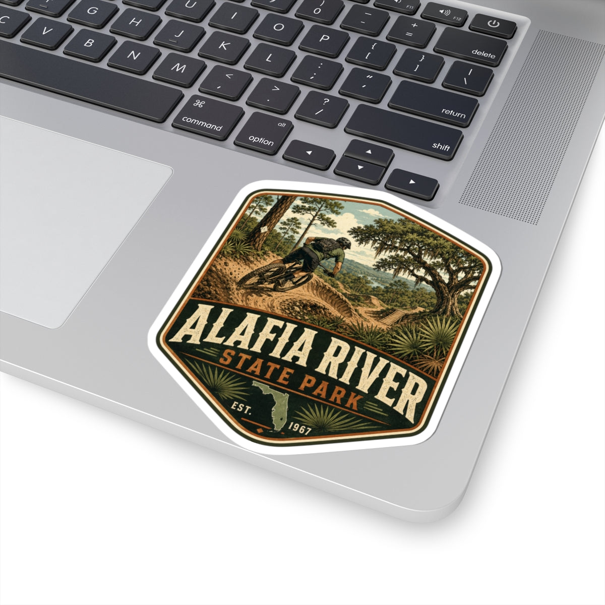 Alafia River State Park Mountain Biker Sticker — Vintage Outdoor Trail Decal