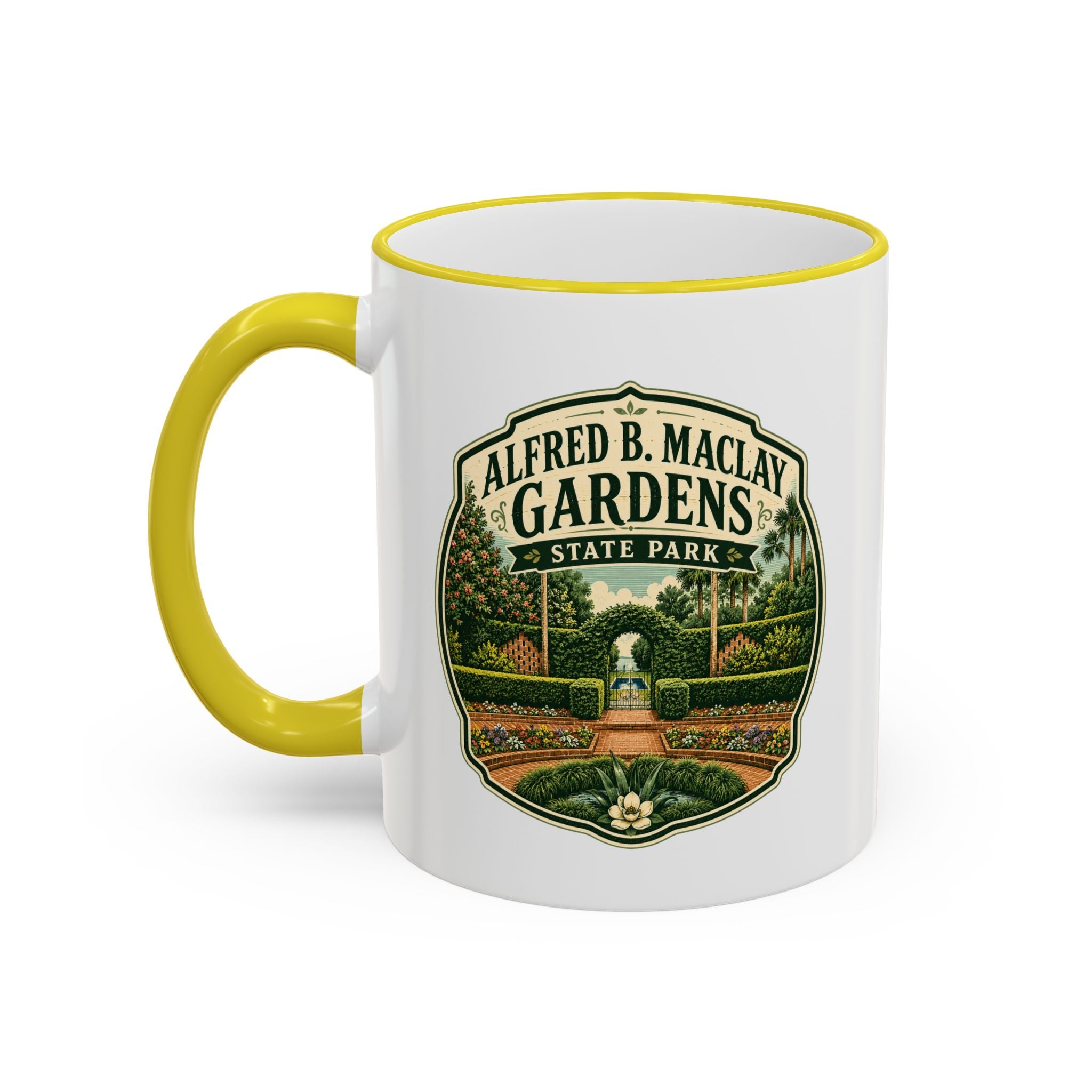 Maclay Gardens Vintage Mug — Accent Rim & Handle 11oz/15oz