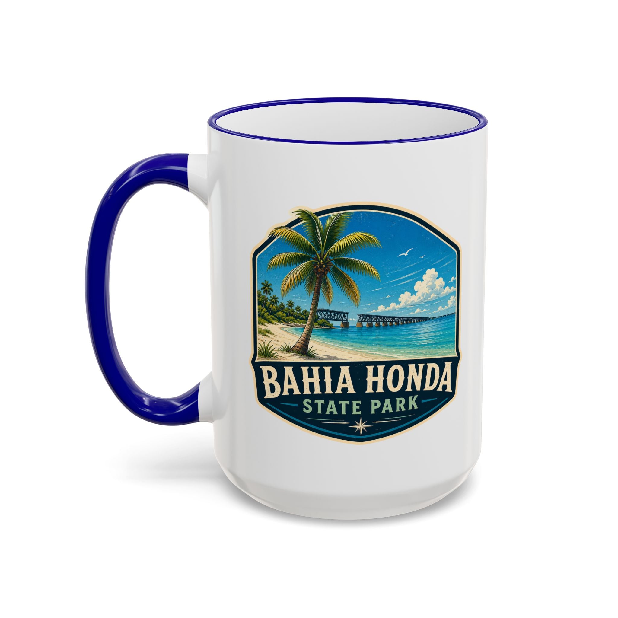 Bahia Honda Vintage Mug — Accent Rim & Handle 11oz/15oz