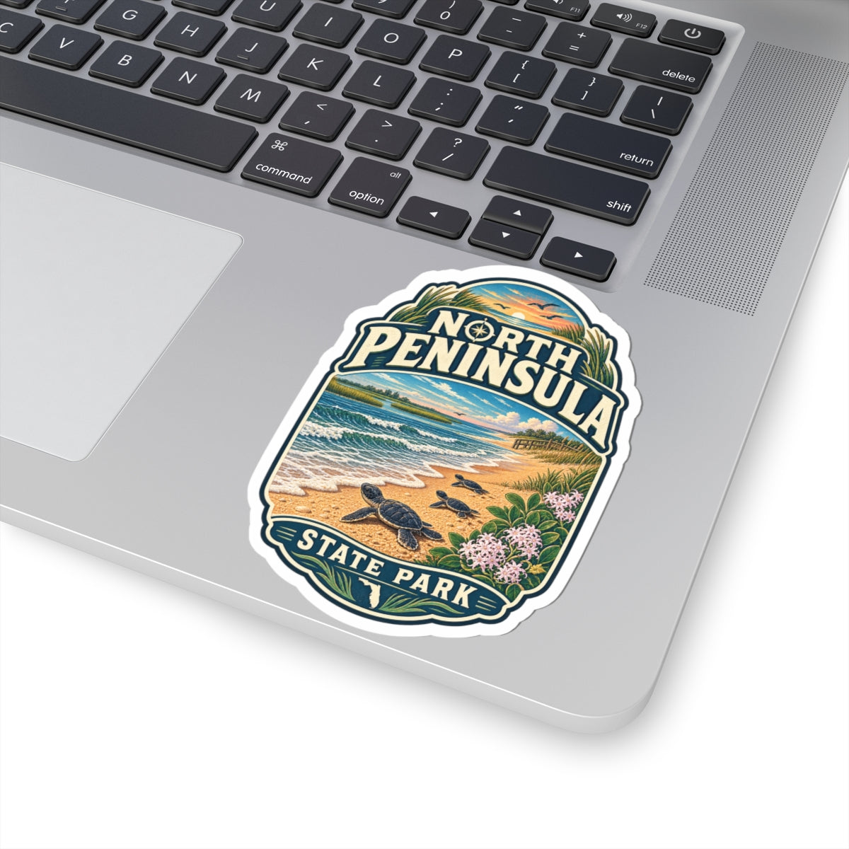 North Peninsula State Park Sticker — Beach Turtle Scenic Vinyl Decal
