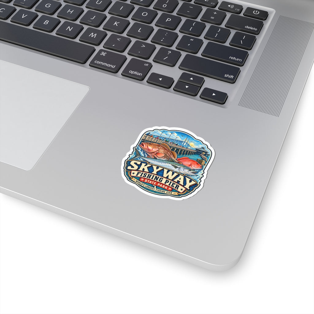 Skyway Fishing Pier Sticker — Vintage Pier & Fish Kiss-Cut Decal