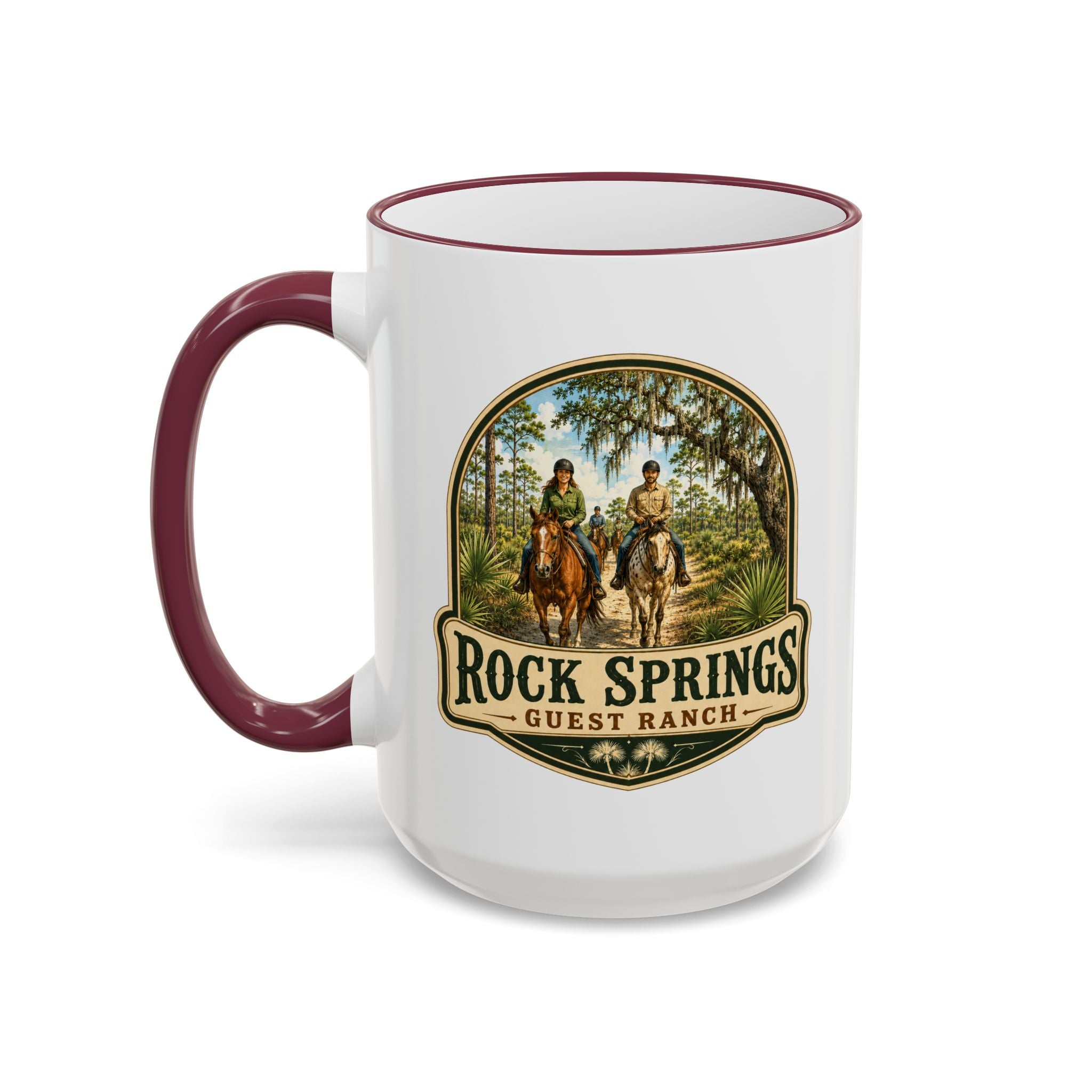 Rock Springs Guest Ranch Vintage Mug — Accent Rim & Handle 11oz/15oz