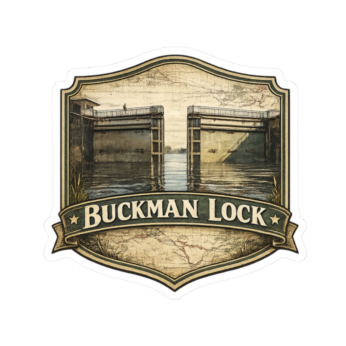 Buckman Lock Vintage Canal Sticker — Kiss-Cut Vinyl Decal
