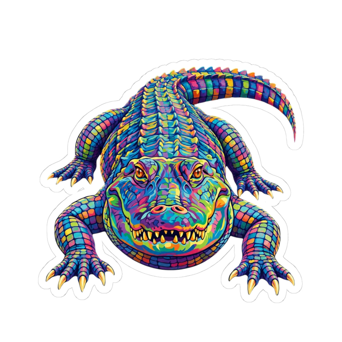 Colorful Alligator Sticker — Vibrant Kiss-Cut Vinyl Decal for Laptops & Gear