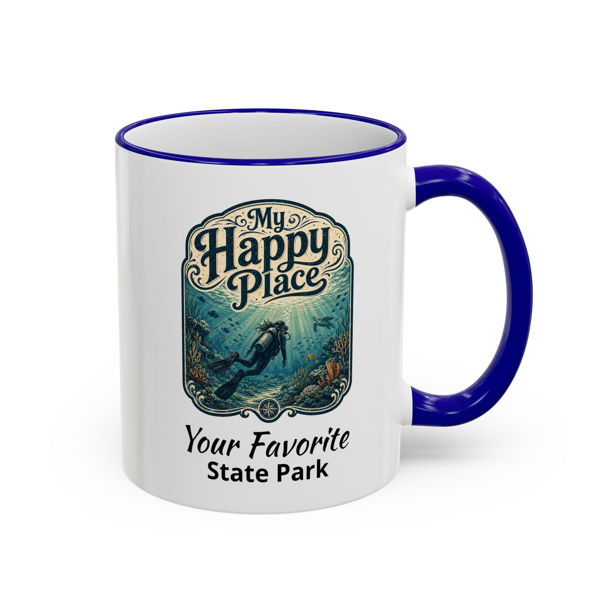 CUSTOMIZABLE Scuba Ocean Accent Rim & Handle 11oz/15oz