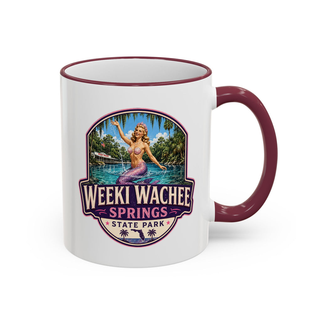Weeki Wachee Vintage Mug Pink — Accent Rim & Handle 11oz/15oz