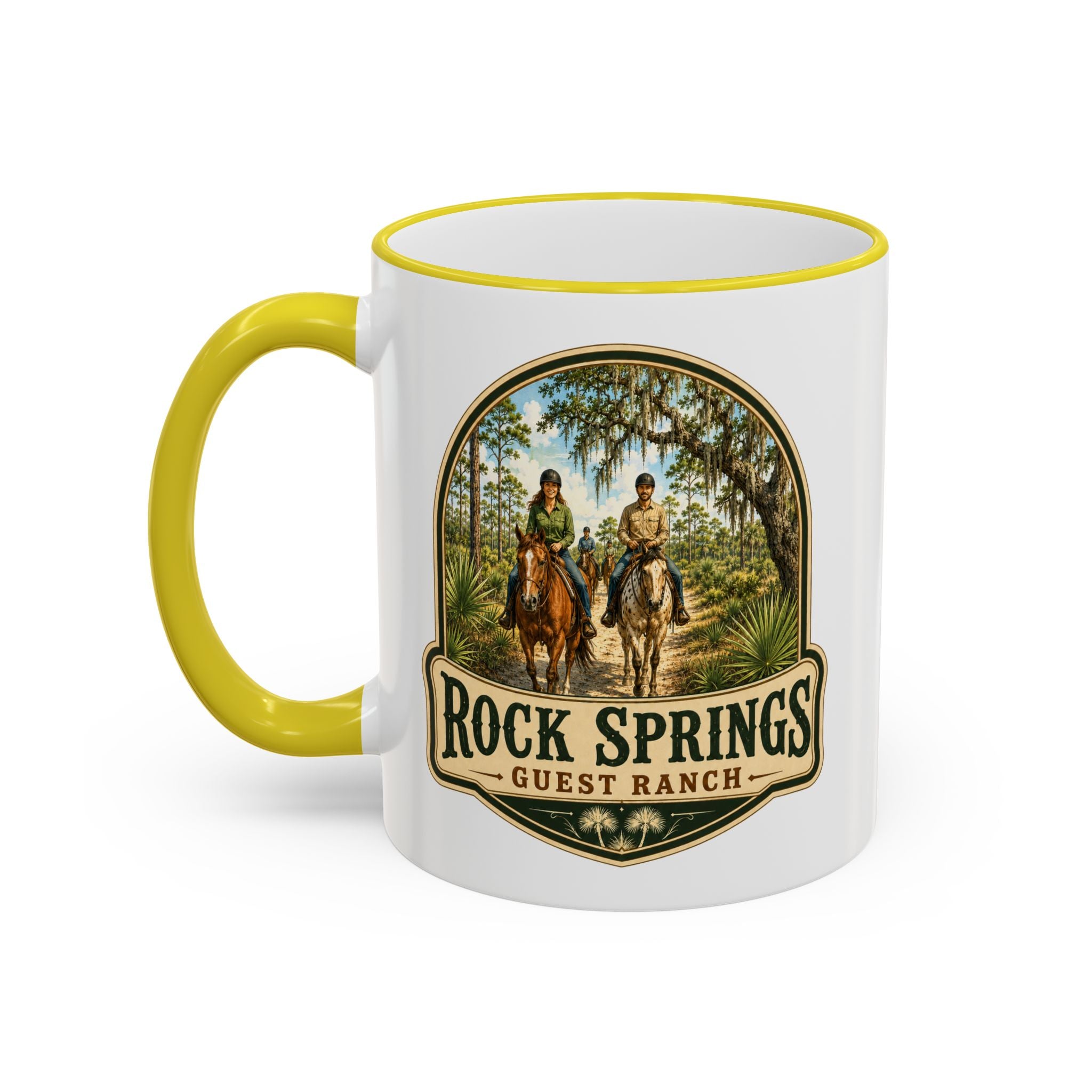 Rock Springs Guest Ranch Vintage Mug — Accent Rim & Handle 11oz/15oz