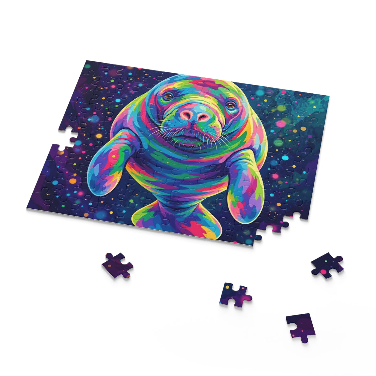 Rainbow Manatee Jigsaw Puzzle (120/252/500 pcs)