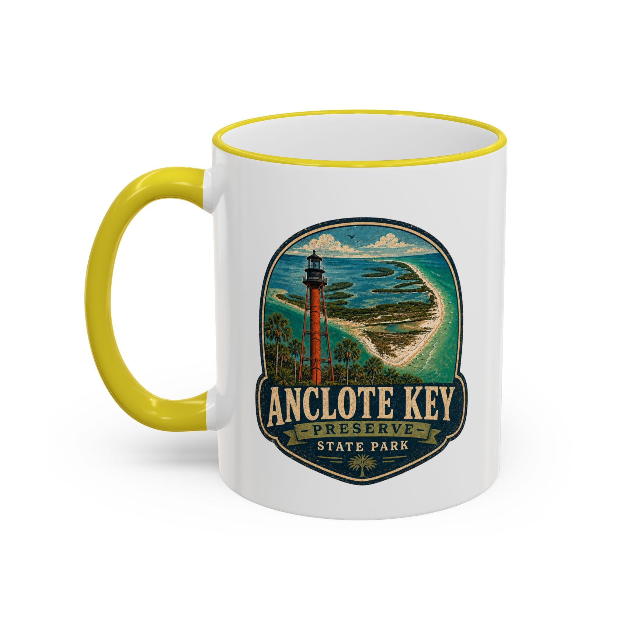 Anclote Key Vintage Mug — Accent Rim & Handle 11oz/15oz